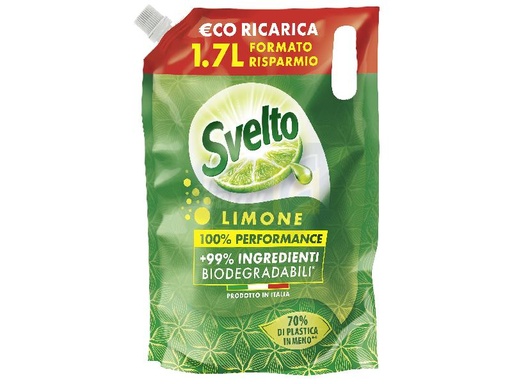 [102083] SVELTO RICARICA DETERSIVO PIATTI LIMONE LT 1,7 